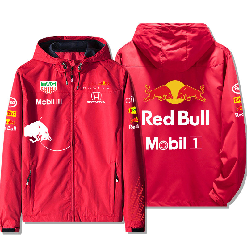 Veste Red Bull Racing Mobil 1 Zippé Capuche Homme Coupe-vent Imperméable